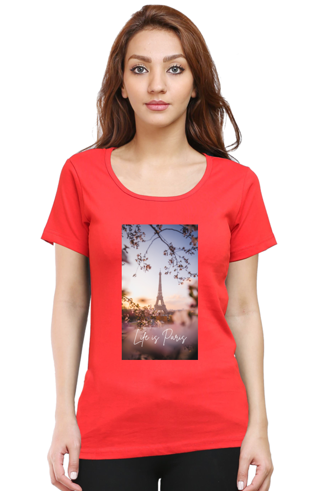 "Evoke the Romance of Paris with Our Women's Paris-Themed T-Shirts!"