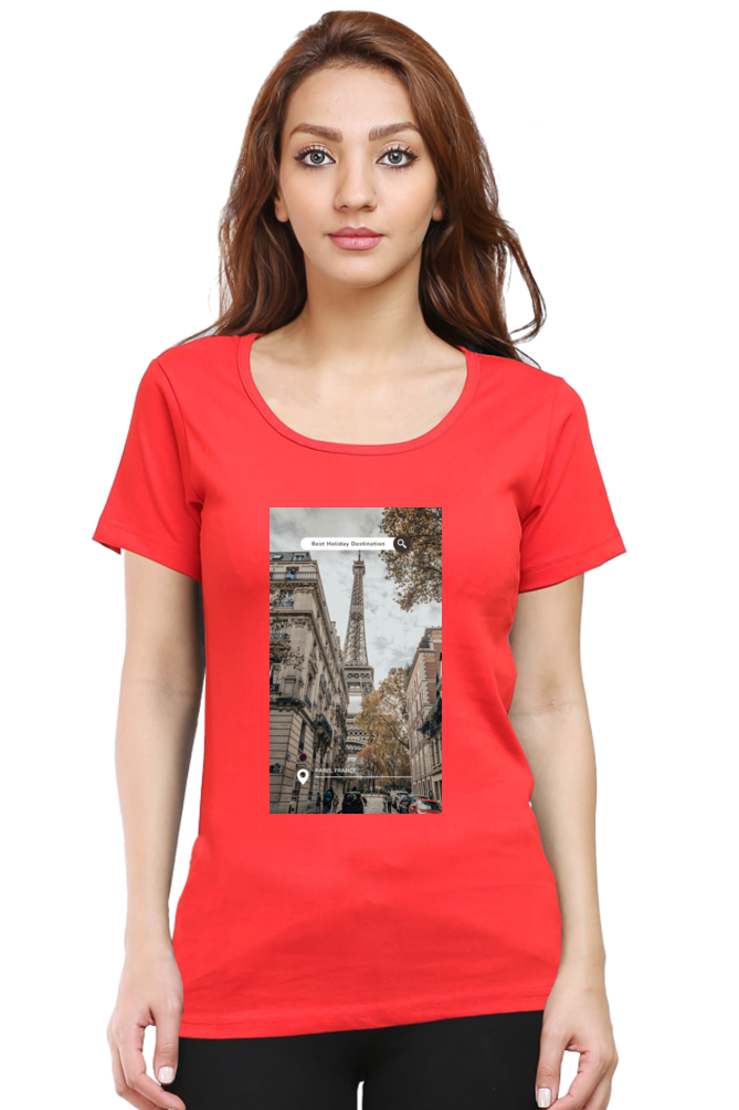 "Evoke the Romance of Paris with Our Women's Paris-Themed T-Shirts!"