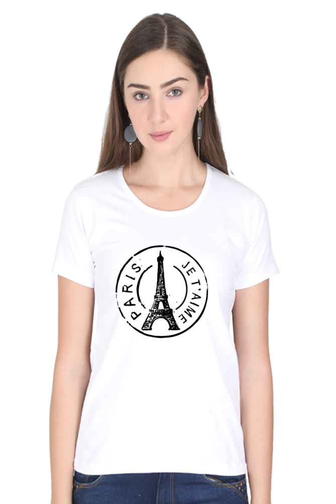 "Evoke the Romance of Paris with Our Women's Paris-Themed T-Shirts!"