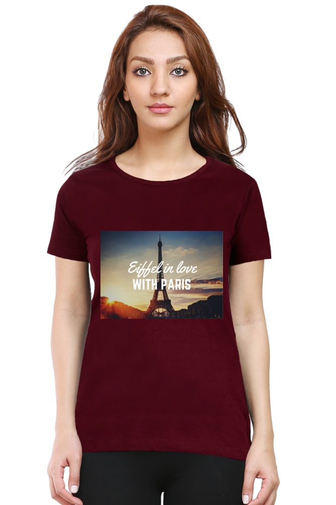 "Evoke the Romance of Paris with Our Women's Paris-Themed T-Shirts!"