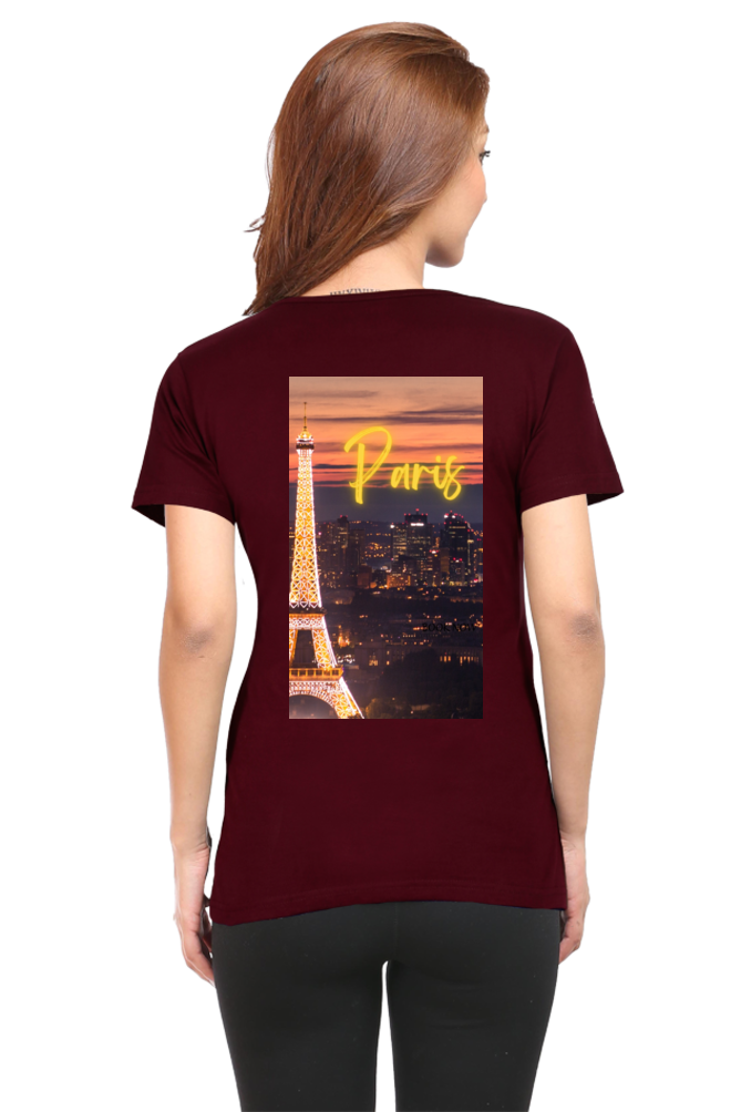 "Evoke the Romance of Paris with Our Women's Paris-Themed T-Shirts!"