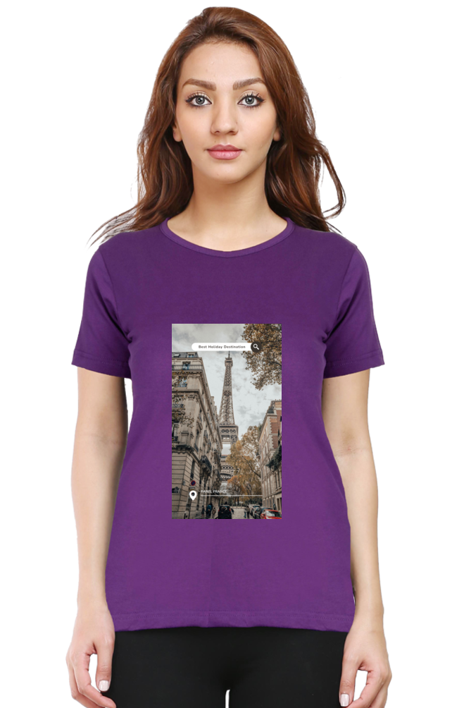 "Evoke the Romance of Paris with Our Women's Paris-Themed T-Shirts!"