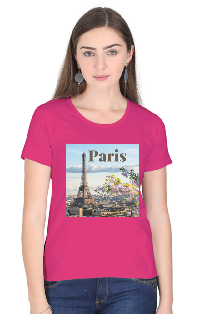 "Evoke the Romance of Paris with Our Women's Paris-Themed T-Shirts!"