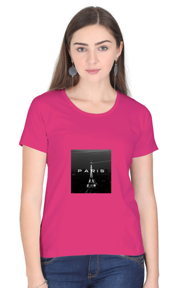 "Evoke the Romance of Paris with Our Women's Paris-Themed T-Shirts!"