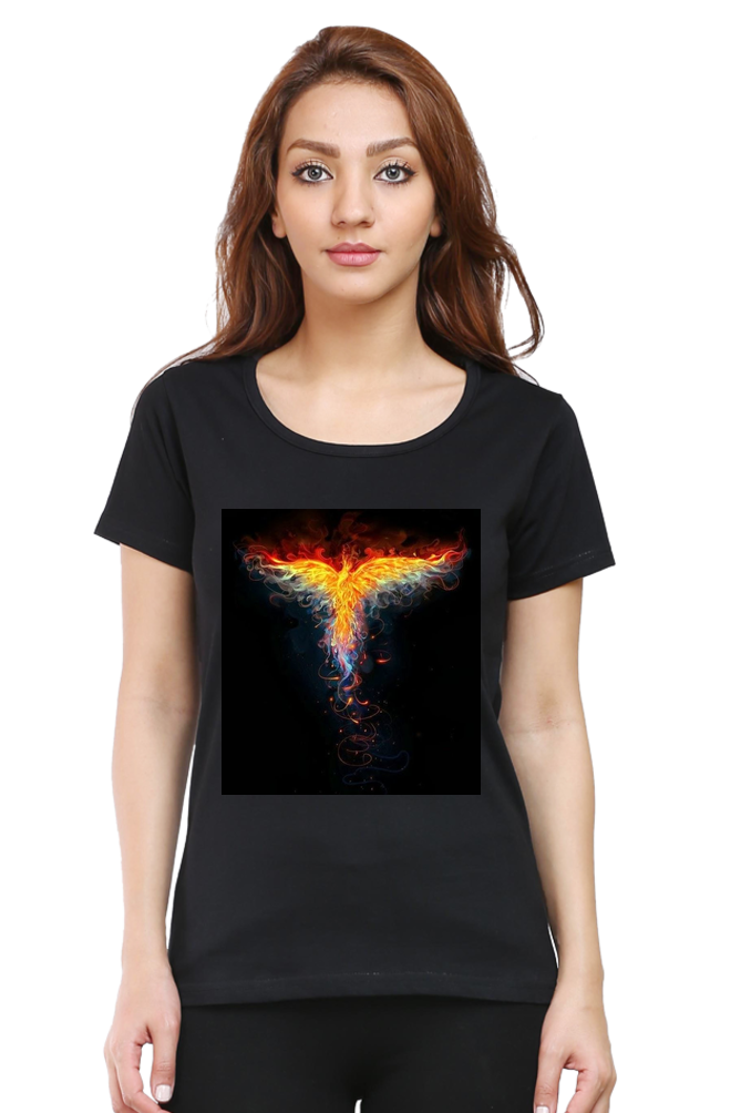 "Embrace Transformation with our Phoenix-Themed Women's T-Shirt!"