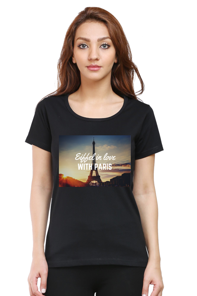 "Evoke the Romance of Paris with Our Women's Paris-Themed T-Shirts!"