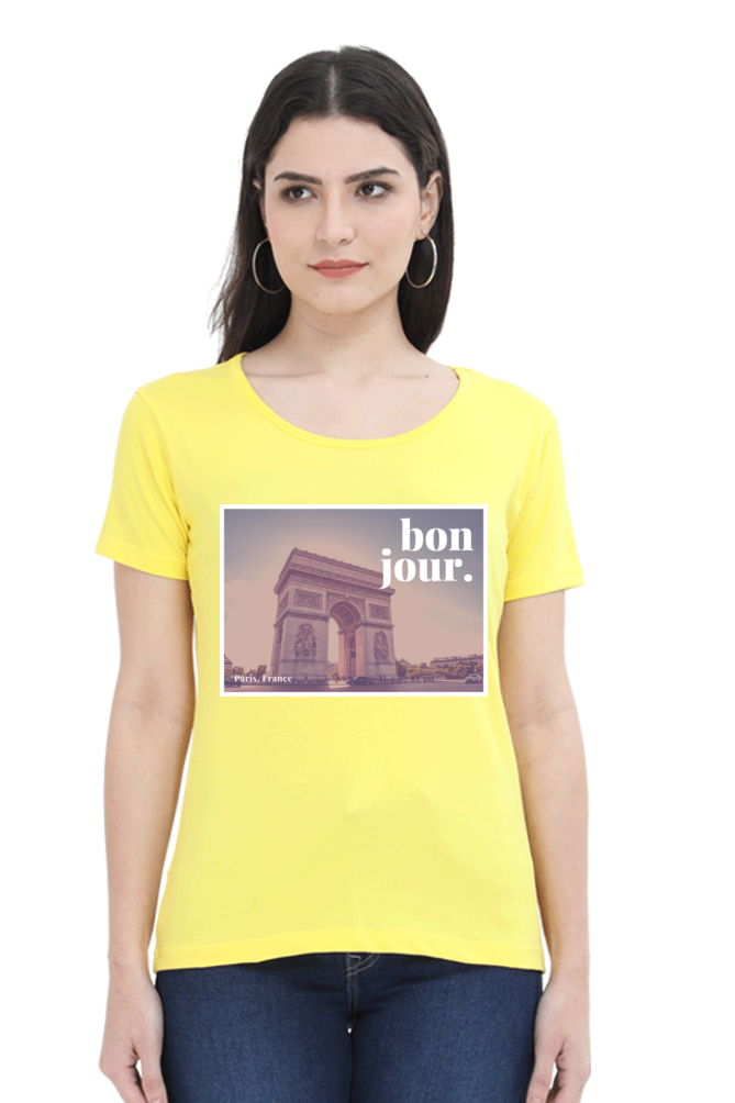 "Evoke the Romance of Paris with Our Women's Paris-Themed T-Shirts!"