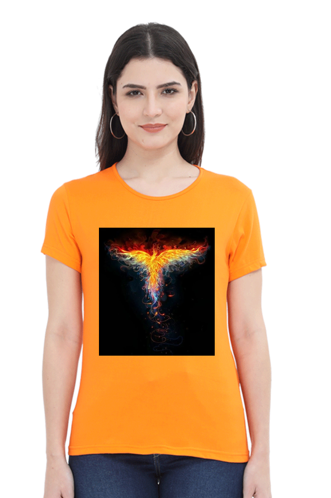 "Embrace Transformation with our Phoenix-Themed Women's T-Shirt!"