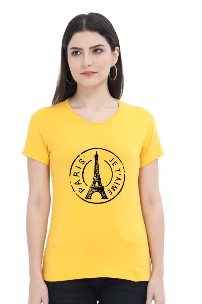 "Evoke the Romance of Paris with Our Women's Paris-Themed T-Shirts!"