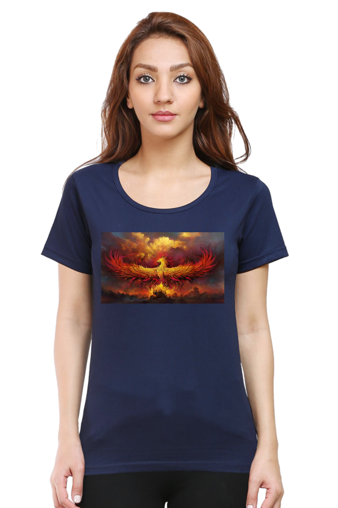 "Embrace Transformation with our Phoenix-Themed Women's T-Shirt!"