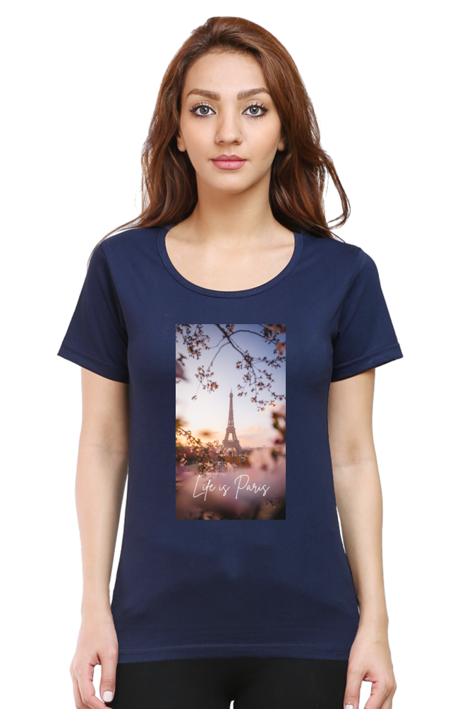 "Evoke the Romance of Paris with Our Women's Paris-Themed T-Shirts!"