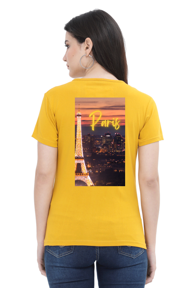 "Evoke the Romance of Paris with Our Women's Paris-Themed T-Shirts!"