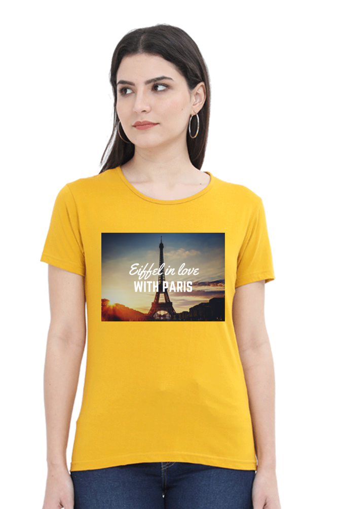 "Evoke the Romance of Paris with Our Women's Paris-Themed T-Shirts!"