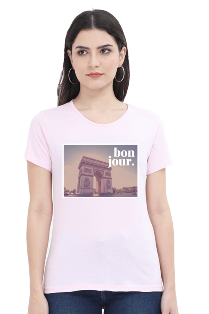 "Evoke the Romance of Paris with Our Women's Paris-Themed T-Shirts!"