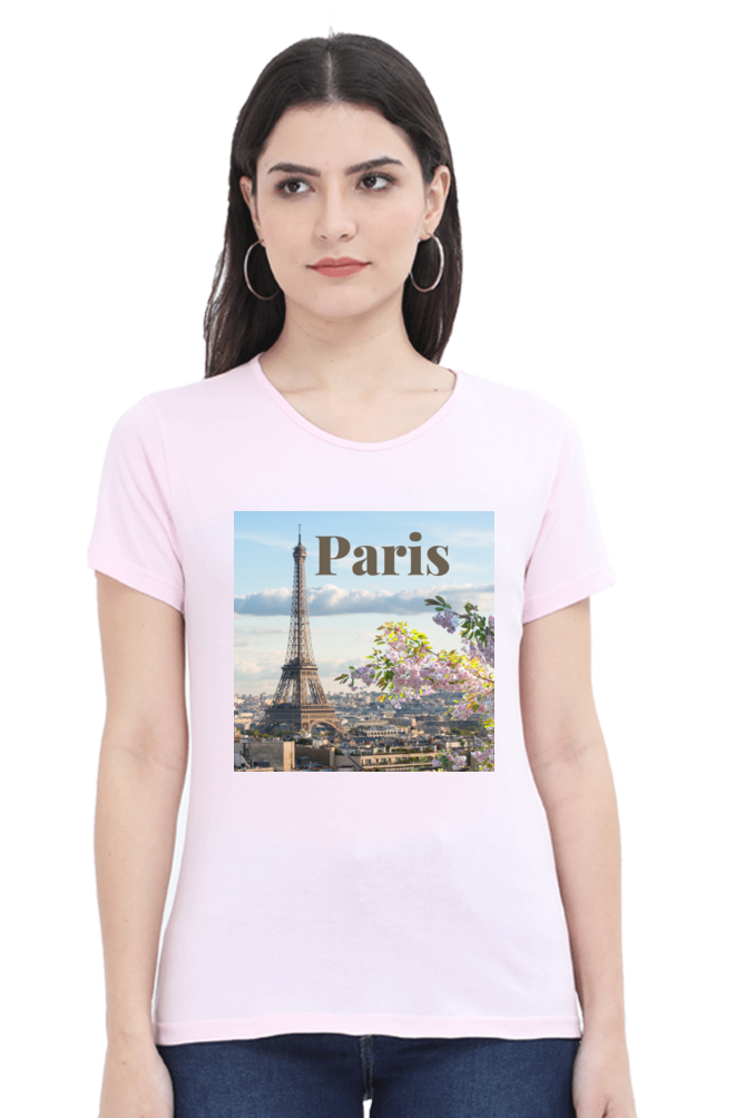 "Evoke the Romance of Paris with Our Women's Paris-Themed T-Shirts!"