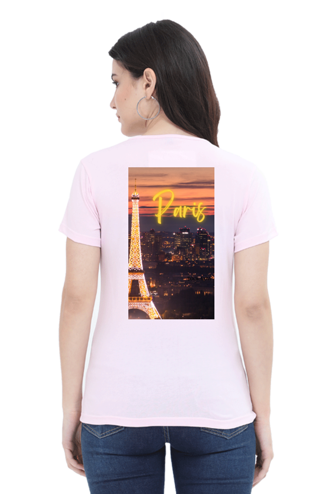 "Evoke the Romance of Paris with Our Women's Paris-Themed T-Shirts!"