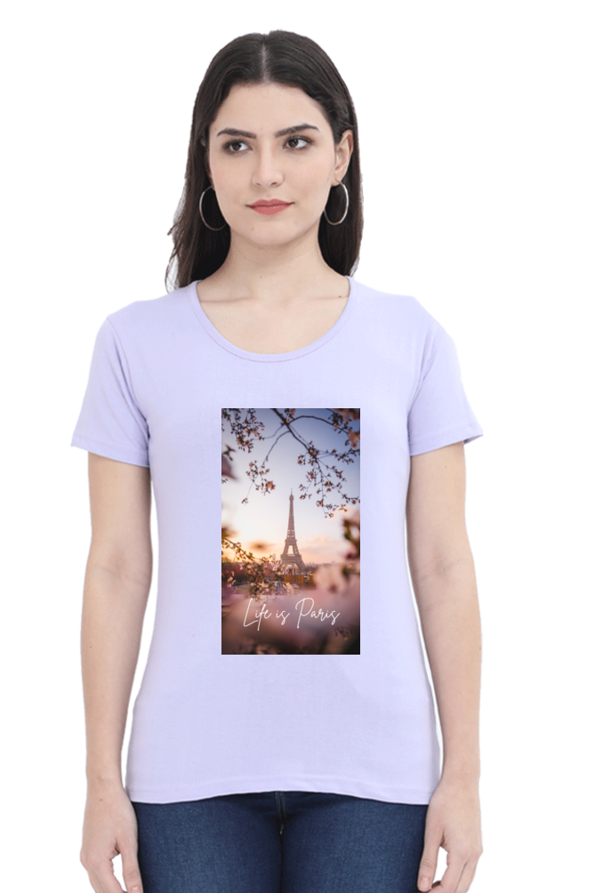 "Evoke the Romance of Paris with Our Women's Paris-Themed T-Shirts!"