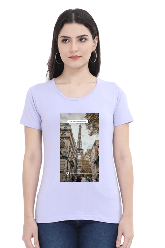 "Evoke the Romance of Paris with Our Women's Paris-Themed T-Shirts!"