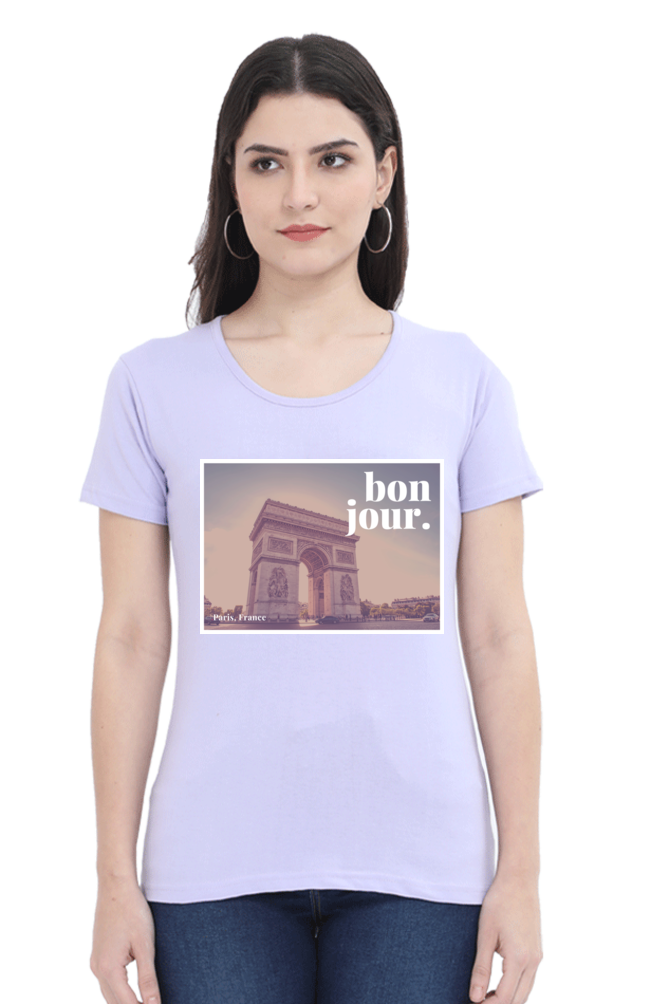 "Evoke the Romance of Paris with Our Women's Paris-Themed T-Shirts!"