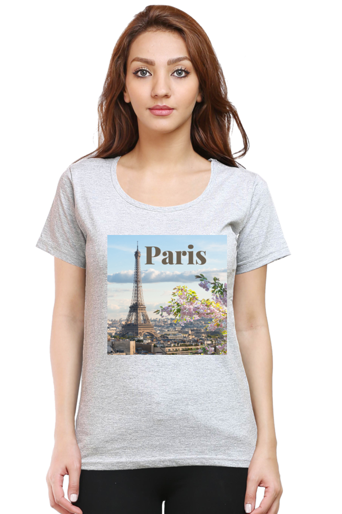 "Evoke the Romance of Paris with Our Women's Paris-Themed T-Shirts!"