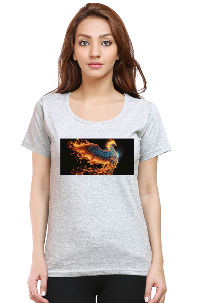 "Embrace Transformation with our Phoenix-Themed Women's T-Shirt!"