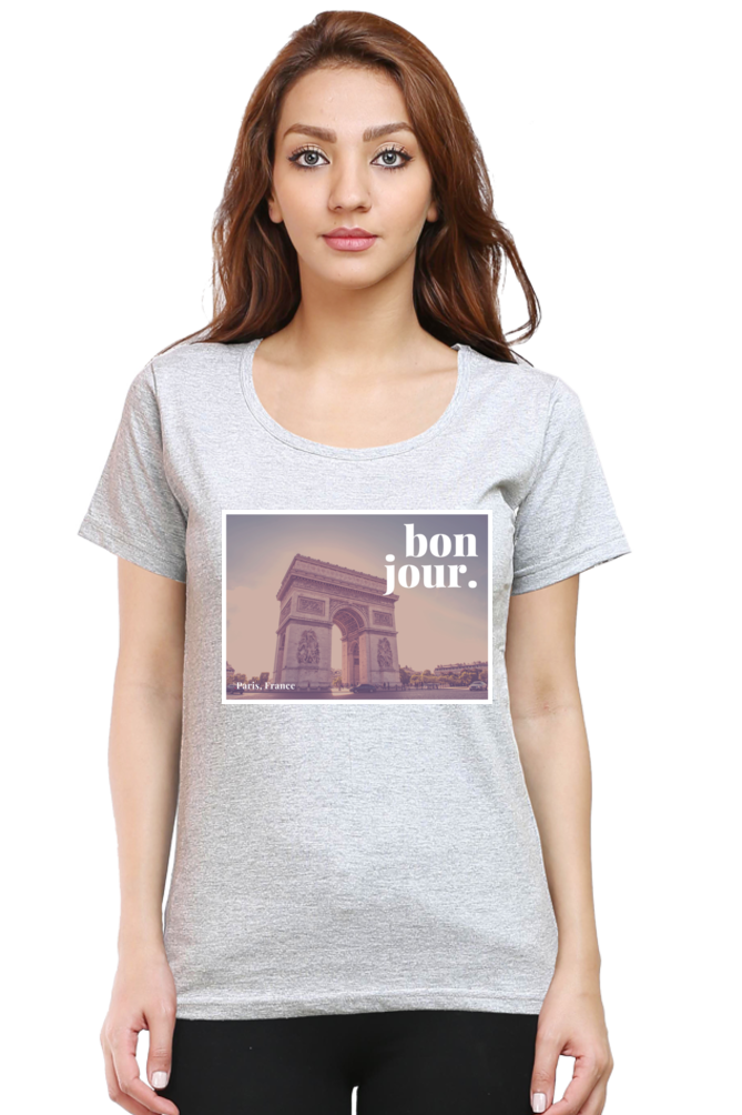 "Evoke the Romance of Paris with Our Women's Paris-Themed T-Shirts!"