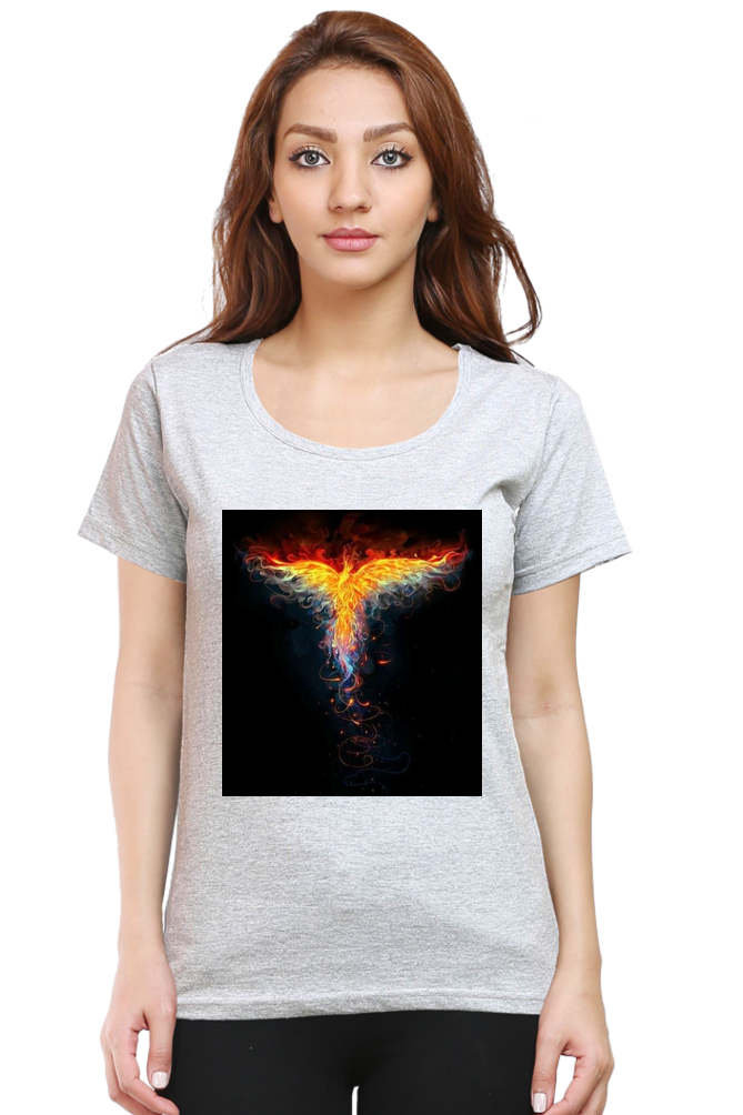 "Embrace Transformation with our Phoenix-Themed Women's T-Shirt!"