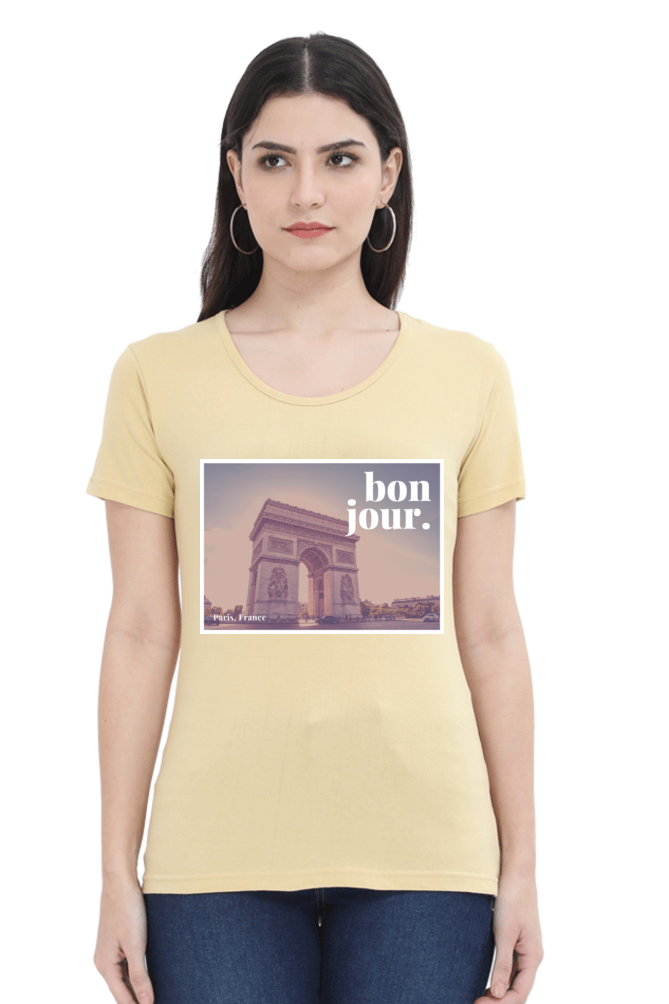 "Evoke the Romance of Paris with Our Women's Paris-Themed T-Shirts!"