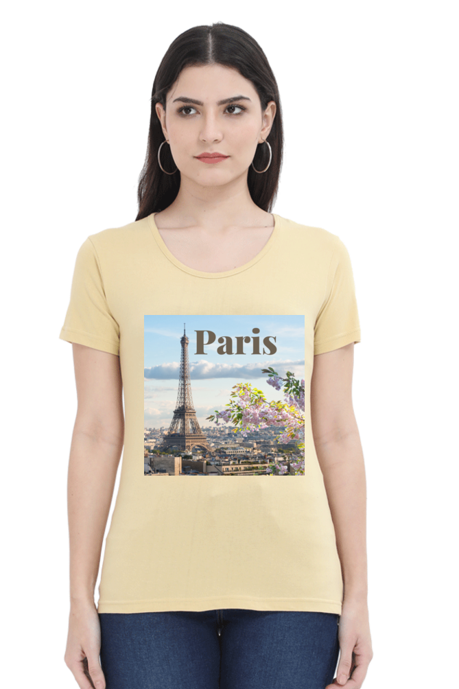 "Evoke the Romance of Paris with Our Women's Paris-Themed T-Shirts!"