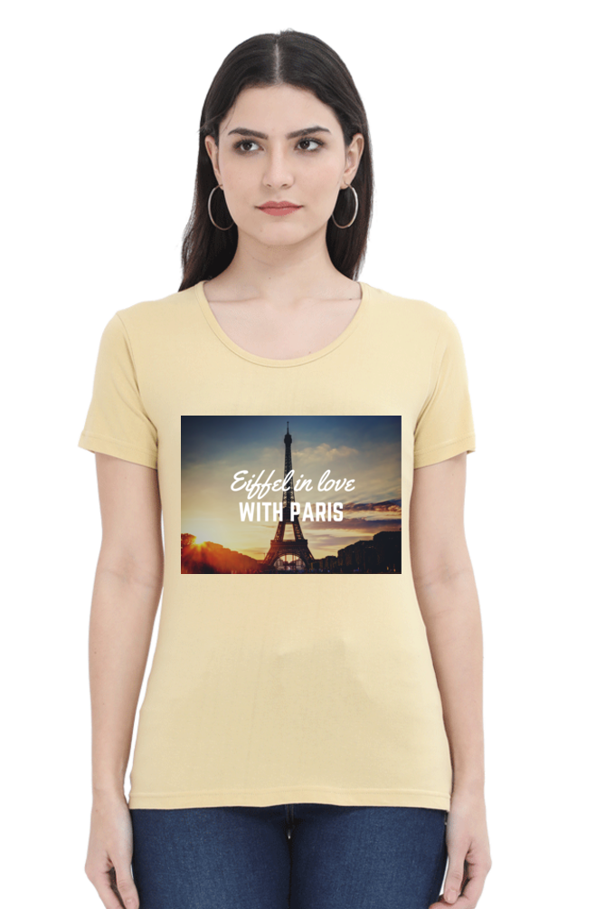 "Evoke the Romance of Paris with Our Women's Paris-Themed T-Shirts!"