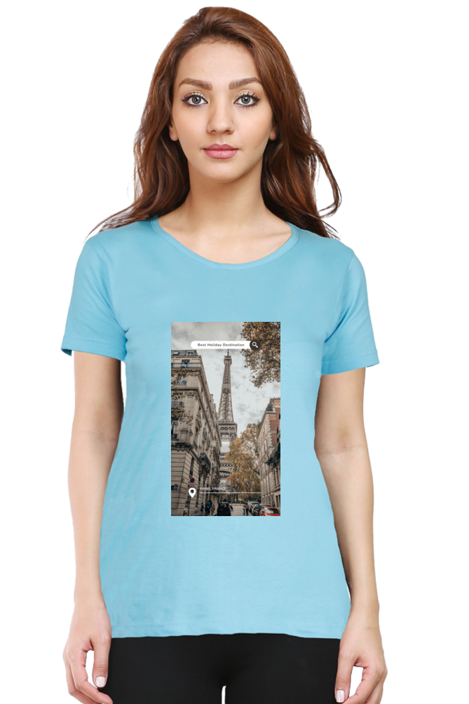 "Evoke the Romance of Paris with Our Women's Paris-Themed T-Shirts!"