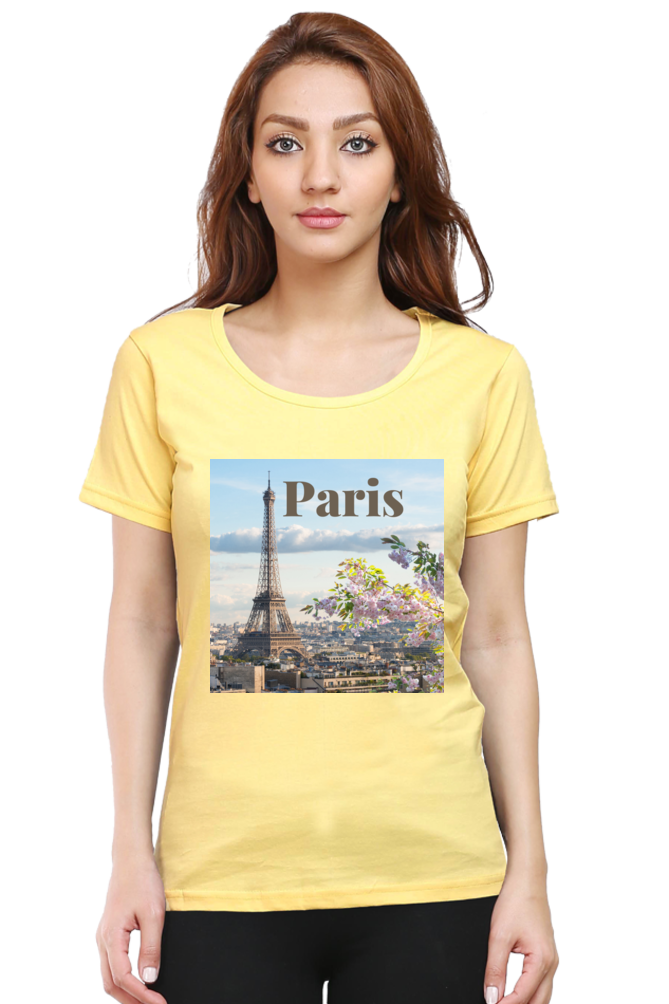 "Evoke the Romance of Paris with Our Women's Paris-Themed T-Shirts!"