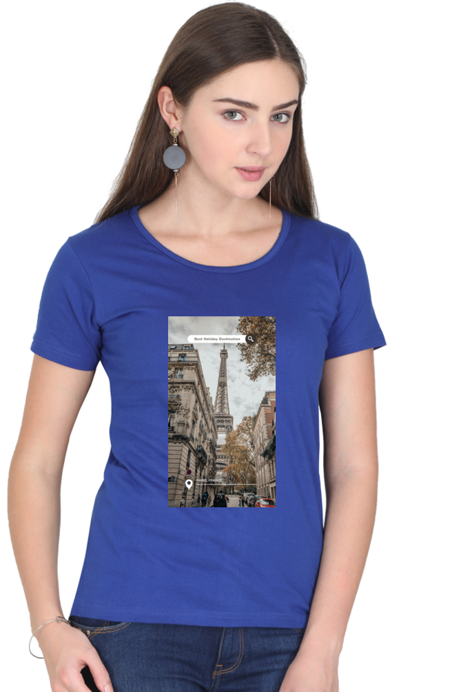 "Evoke the Romance of Paris with Our Women's Paris-Themed T-Shirts!"