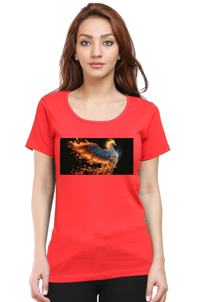 "Embrace Transformation with our Phoenix-Themed Women's T-Shirt!"