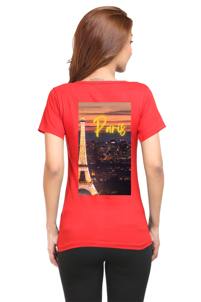 "Evoke the Romance of Paris with Our Women's Paris-Themed T-Shirts!"