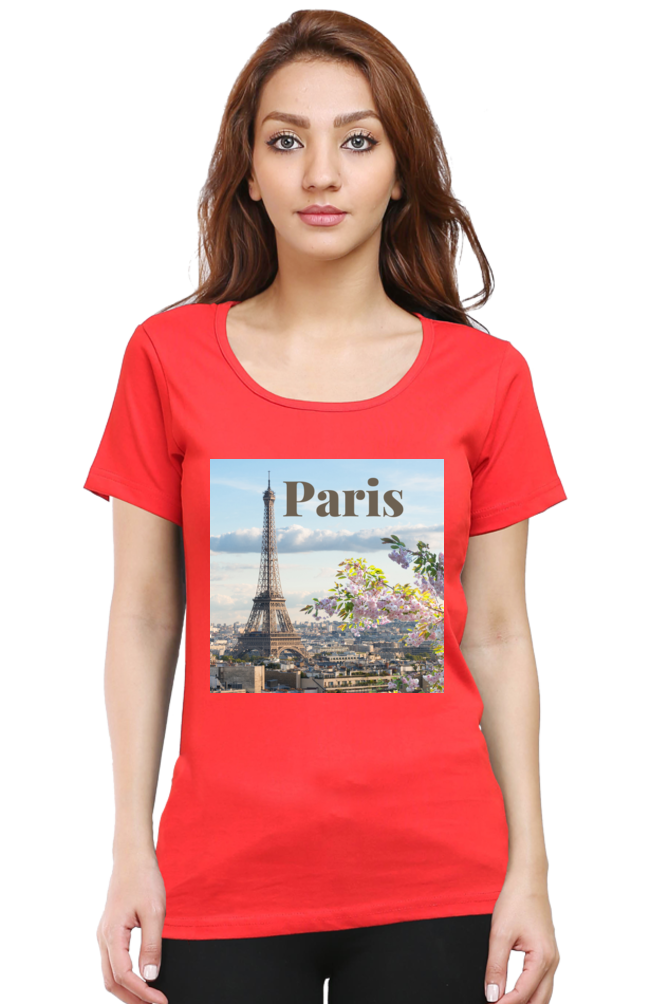 "Evoke the Romance of Paris with Our Women's Paris-Themed T-Shirts!"