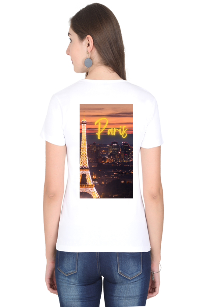 "Evoke the Romance of Paris with Our Women's Paris-Themed T-Shirts!"