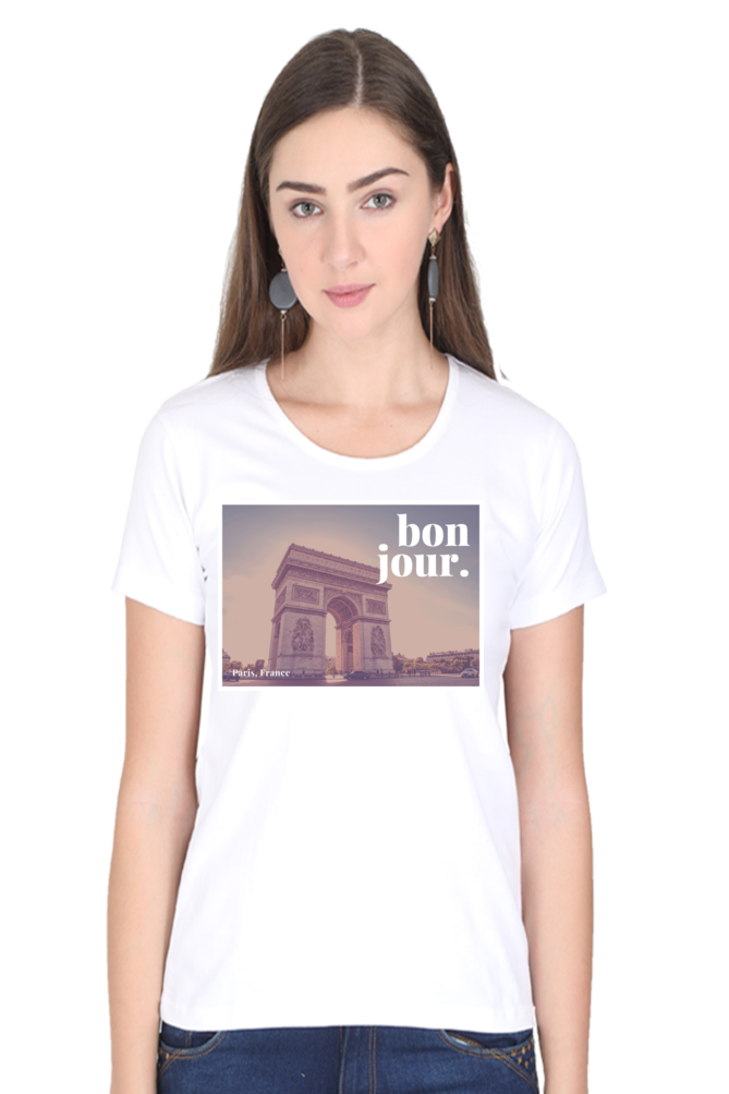 "Evoke the Romance of Paris with Our Women's Paris-Themed T-Shirts!"