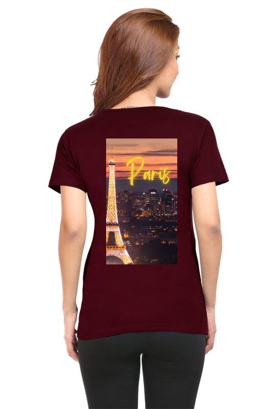 "Evoke the Romance of Paris with Our Women's Paris-Themed T-Shirts!"