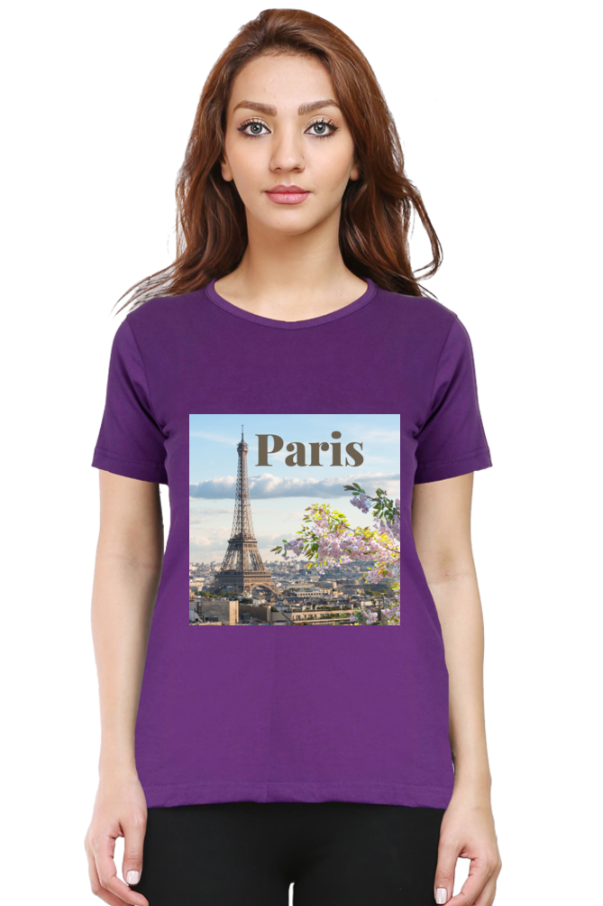 "Evoke the Romance of Paris with Our Women's Paris-Themed T-Shirts!"