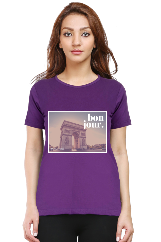 "Evoke the Romance of Paris with Our Women's Paris-Themed T-Shirts!"