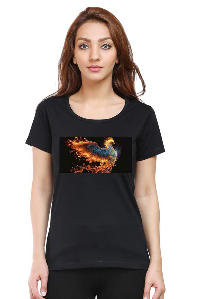 "Embrace Transformation with our Phoenix-Themed Women's T-Shirt!"