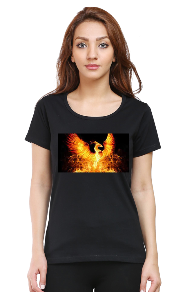 "Embrace Transformation with our Phoenix-Themed Women's T-Shirt!"