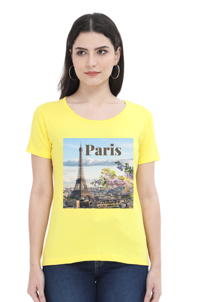 "Evoke the Romance of Paris with Our Women's Paris-Themed T-Shirts!"