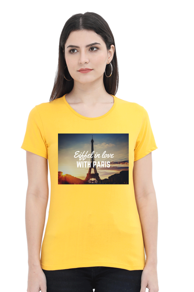 "Evoke the Romance of Paris with Our Women's Paris-Themed T-Shirts!"