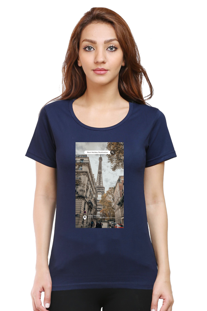 "Evoke the Romance of Paris with Our Women's Paris-Themed T-Shirts!"