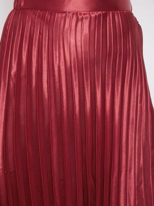 Women's Satin Solid Mid Length Skirt