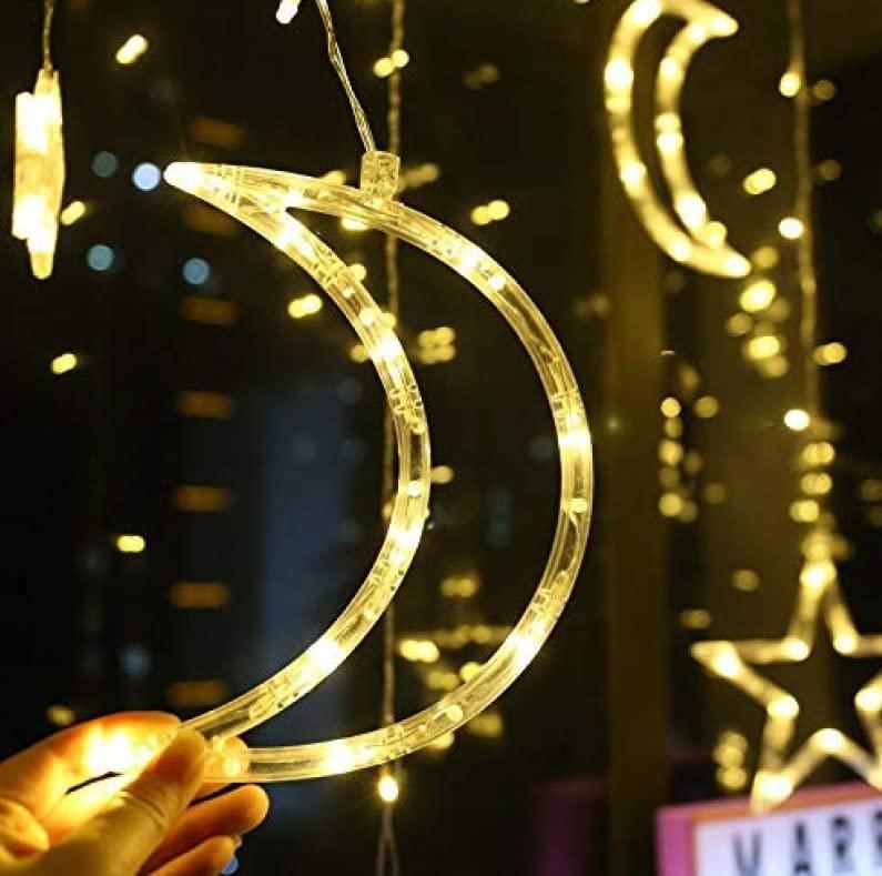 Moon & Star LED Curtain String Decorative Lights warm white, 3 Moon + 3 Star + 6 Mini Star