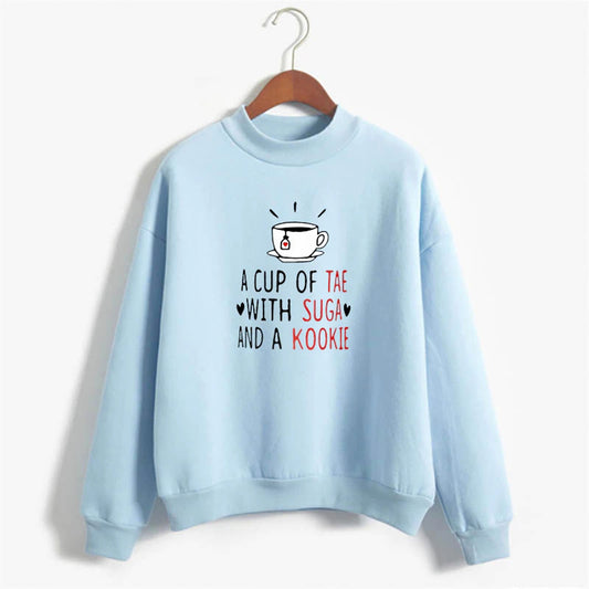 Sky Blue Printed Fleece Women Hoody