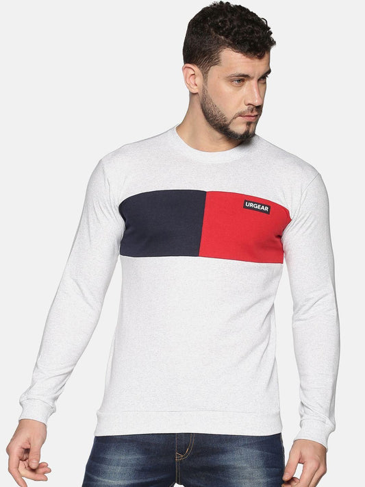 Fleece Color Block Full Sleeves Regular Fit Men Sweatshirt